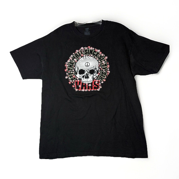 VANS Off The Wall Since 1966 T-shirt Men's Size XL Black Skull Peace - Picture 1 of 6